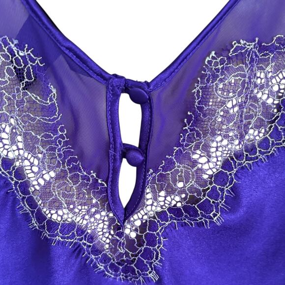 Victoria’s Secret Purple Satin Lace Chemise Slip Lingerie Nightgown Y2K Style S - Picture 6 of 9